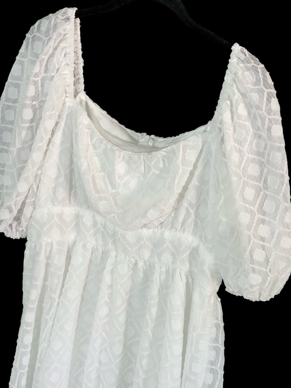 Jealous Tomato White Lace Babydoll Dress L Puff Sleeve Cottagecore Milkmaid - Picture 4 of 10